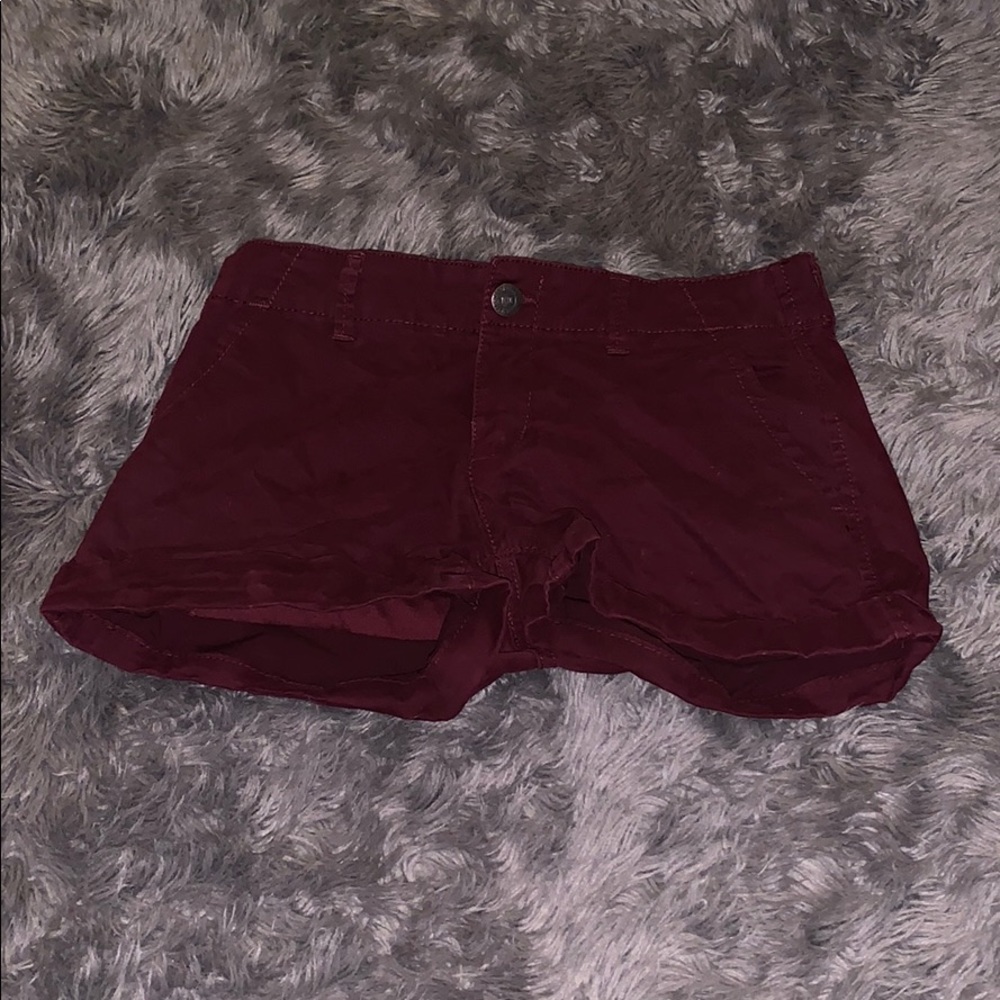Burgundy jean shorts